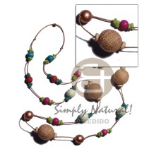 25mm abaca wrapped wood beads