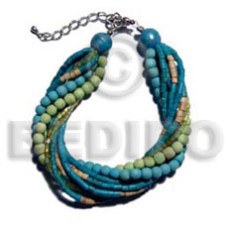 Twisted 4 rows aquamarine 2-3mm