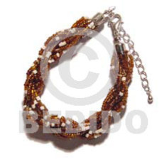 12 rows brown white twisted glass