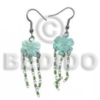 Dangling 15mm grooved aqua blue