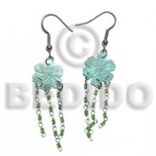 Dangling 15mm grooved aqua blue