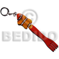Fish on fork handpainted wood