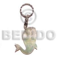 40mm carved mop shell keychain whale