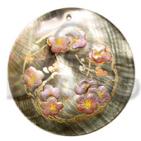 Round 40mm blacklip handpainted
