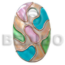 Handpainted and colored oval 45mmx30mm