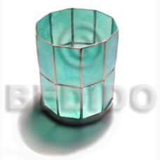 Round aqua blue capiz candle Round aqua blue capiz candle