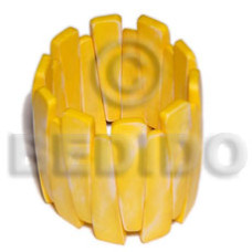 Painted bone elastic bangle -yellow