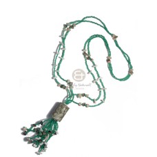 2 layers green glass beads