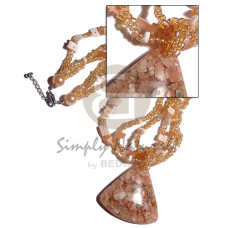 3 layers glass beads pink rose