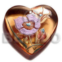 Heart 35mm transparent orange resin