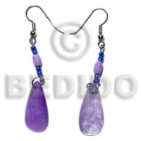 Dangling 25mmx10mm lilac hammershell teardrop