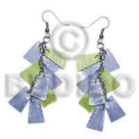 Dangling subdued blue green 20mmx15mm capiz