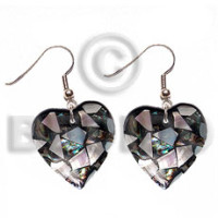 Dangling heart 35mm laminated paua hammershell