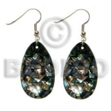 Dangling teardrop 35mmx25mm laminated paua