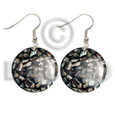 Dangling 25mm round laminated paua