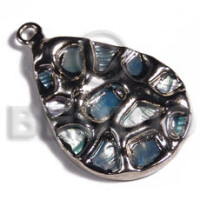 Teardrop 30mmx25mm blue glistening abalone