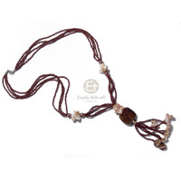 4 layers tassled brown glass