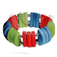 Natural white wood red blue green combination