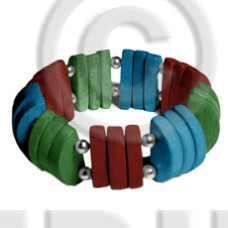 Natural white wood maroon blue green combination
