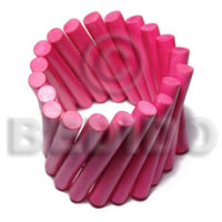 Elastic pink wood stick bangle