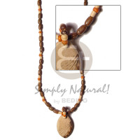 Oval wood pendant burning wood